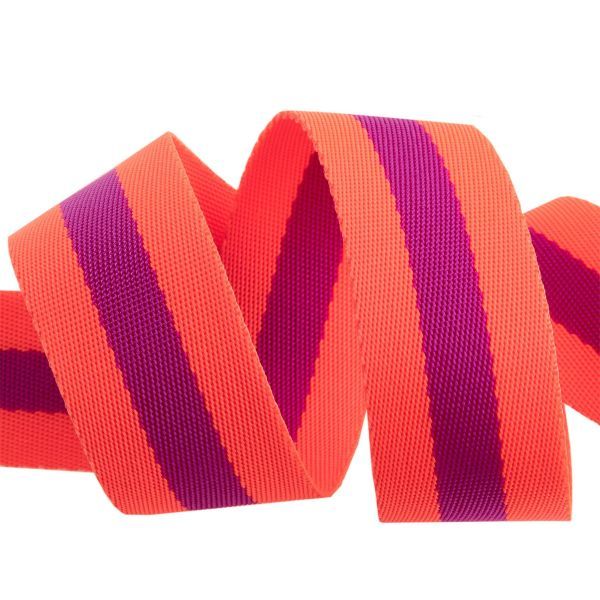 Renaissance Ribbon Tula Pink Nylon Webbing Watermelon & Plum 1.5" Width