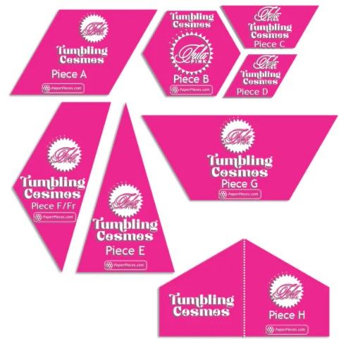 Tula Pink Tumbling Cosmos 8 Piece Acrylic Fabric Cutting Templates without Seam Allowance