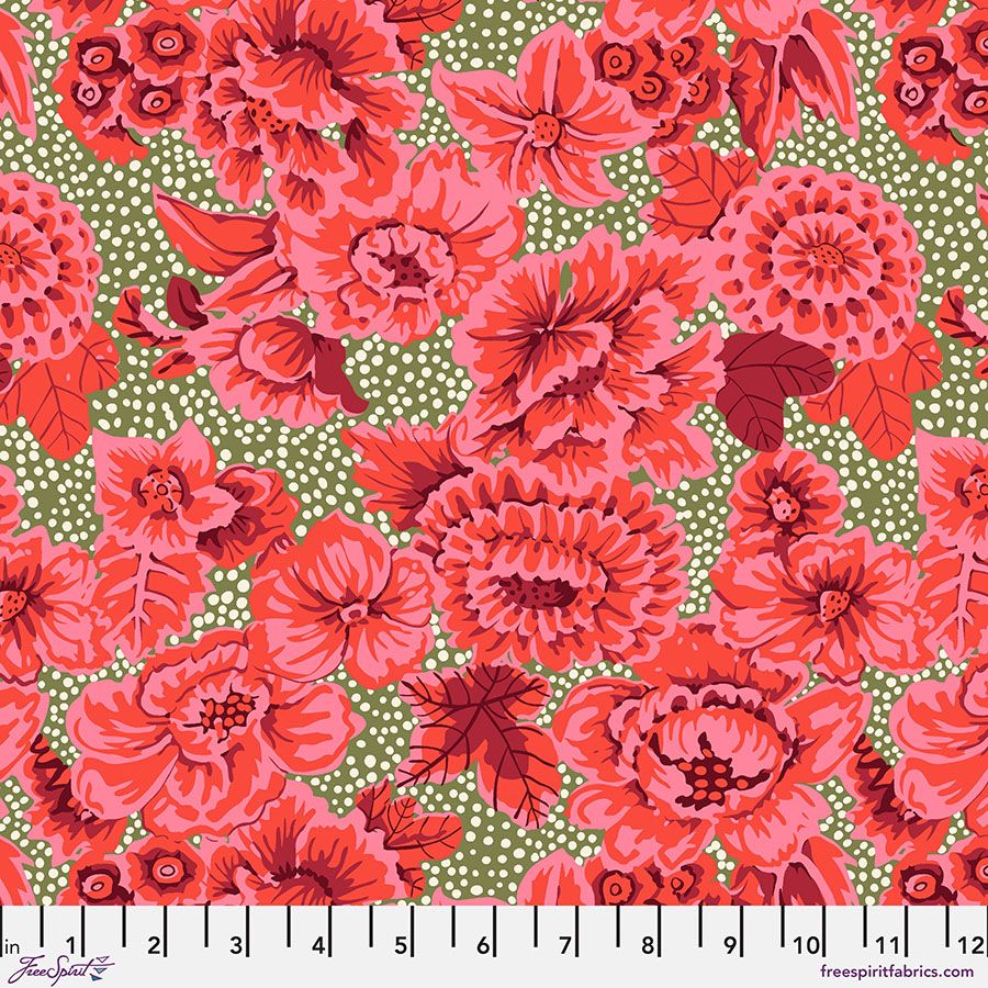 Kaffe Fassett Floral With Dots - Red