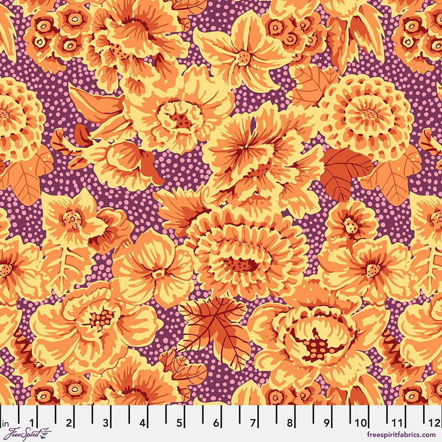 Kaffe Fassett Floral With Dots - Plum