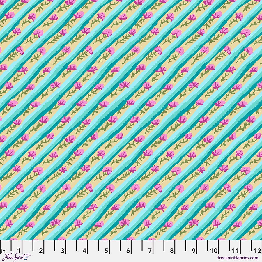 Kaffe Fassett Diagonal Poppy - Duck Egg