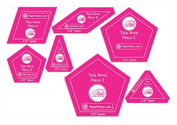 PRE ORDER - Tula Pink Nova / Supernova 7 Piece Acrylic Fabric Cutting Templates with 3/8" Seam Allowance