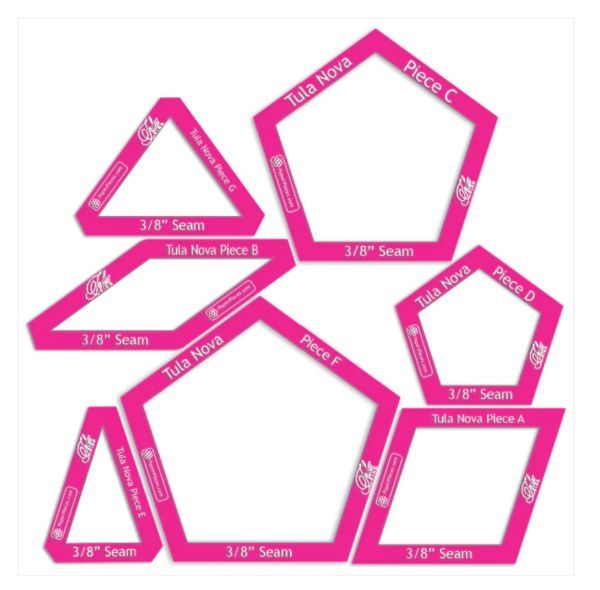 PRE ORDER - Tula Pink Nova / Supernova 7 Piece Acrylic Fabric Cutting Templates with 3/8" Seam Allowance Windowed