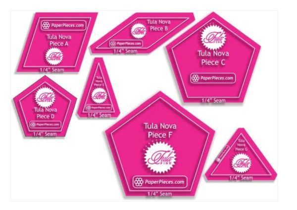 PRE ORDER - Tula Pink Nova / Supernova 7 Piece Acrylic Fabric Cutting Templates with 1/4" Seam Allowance