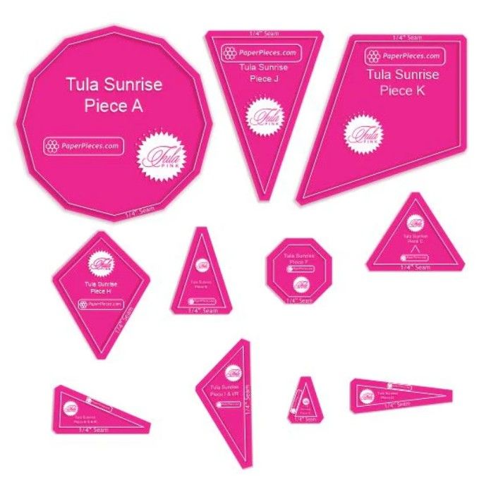 PRE ORDER - Tula Pink Sunrise 11 Piece Acrylic Fabric Cutting Templates with 1/4" Seam Allowance