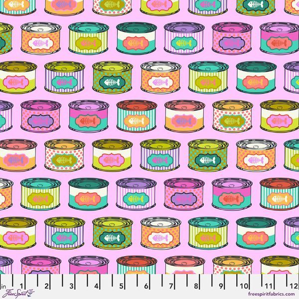 Tula Pink Tabby Road Cat Snacks - Electroberry