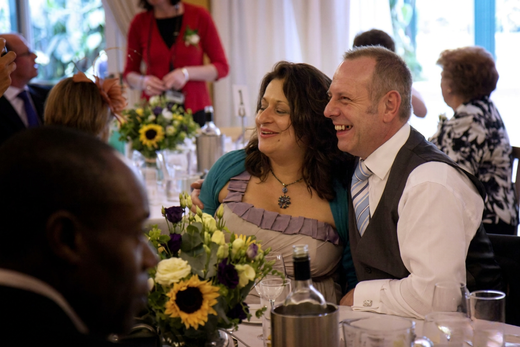 Sunflower tables wedding flowers 2