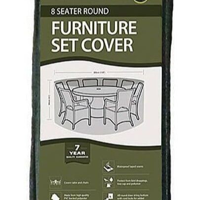 Garland 8 Seat Round Patio Table Set Cover Polyester - Green W3404 