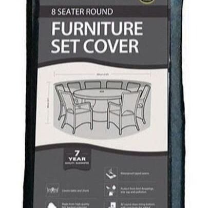 Garland 8 Seat Round Patio Table Set Cover Polyester - Black W1404 