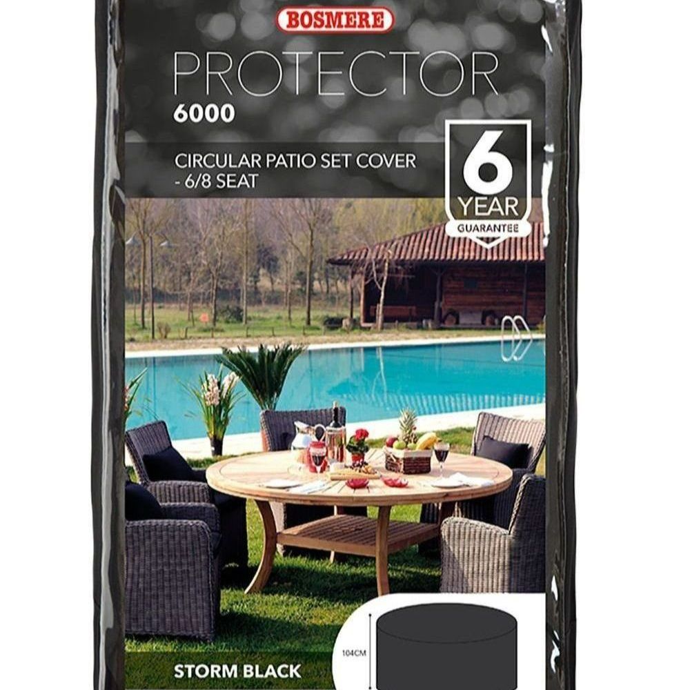 Bosmere 6 - 8 Seat Circular Round Patio Set Cover - Black Polyester D523