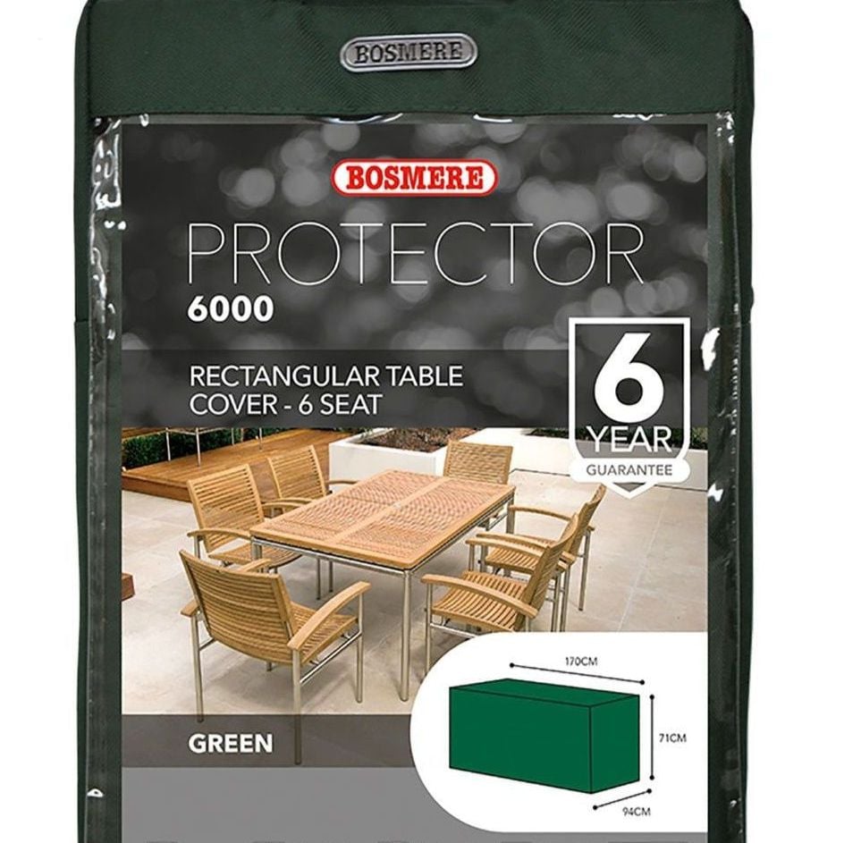 Bosmere 6 Seat Rectangular Patio Table Cover - Polyester Green C555