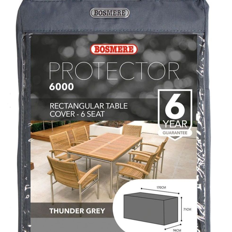 Bosmere 6 Seat Rectangular Patio Table Cover - Polyester Grey U555