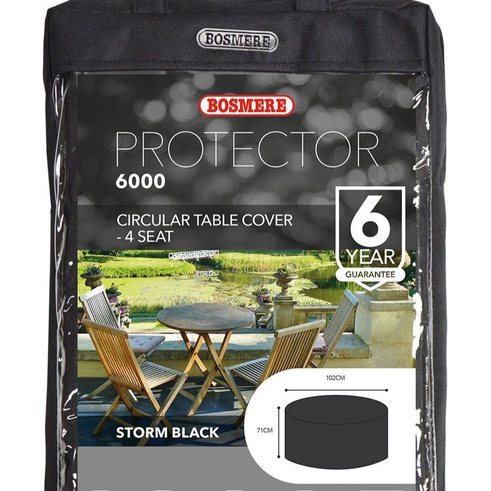 Bosmere 4 Seat Circular Patio Table Cover - Polyester Black D540