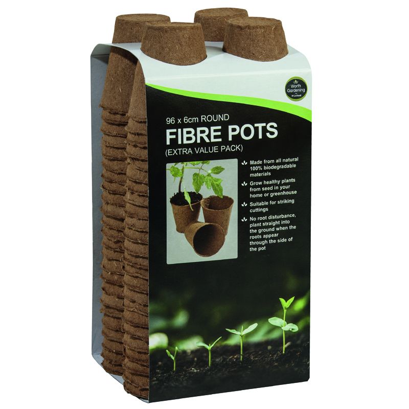 480 Biodegradable Fibre 6cm Round Plant Seed Seedling Pots Gardman Grow It 