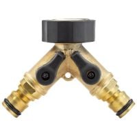 Draper Expert Brass BSP Dual Tap Connector with Flow Control 36228