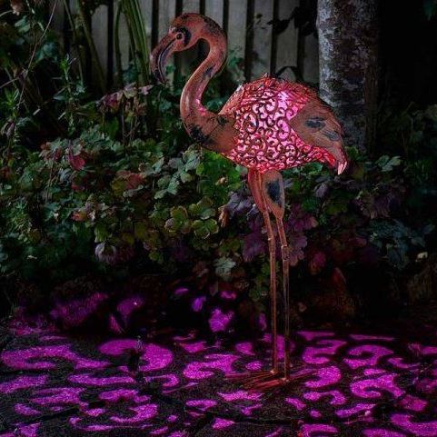 Smart Solar Flamingo Silhouette Metal Animal Light Ornament