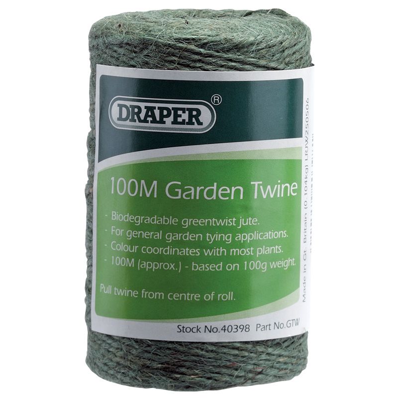 Draper Garden Jute Twine String Roll 100m - Green 40398