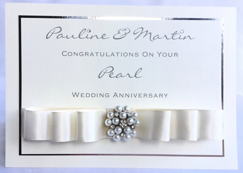 Personalised Pearl Wedding Anniversary keepsake Card