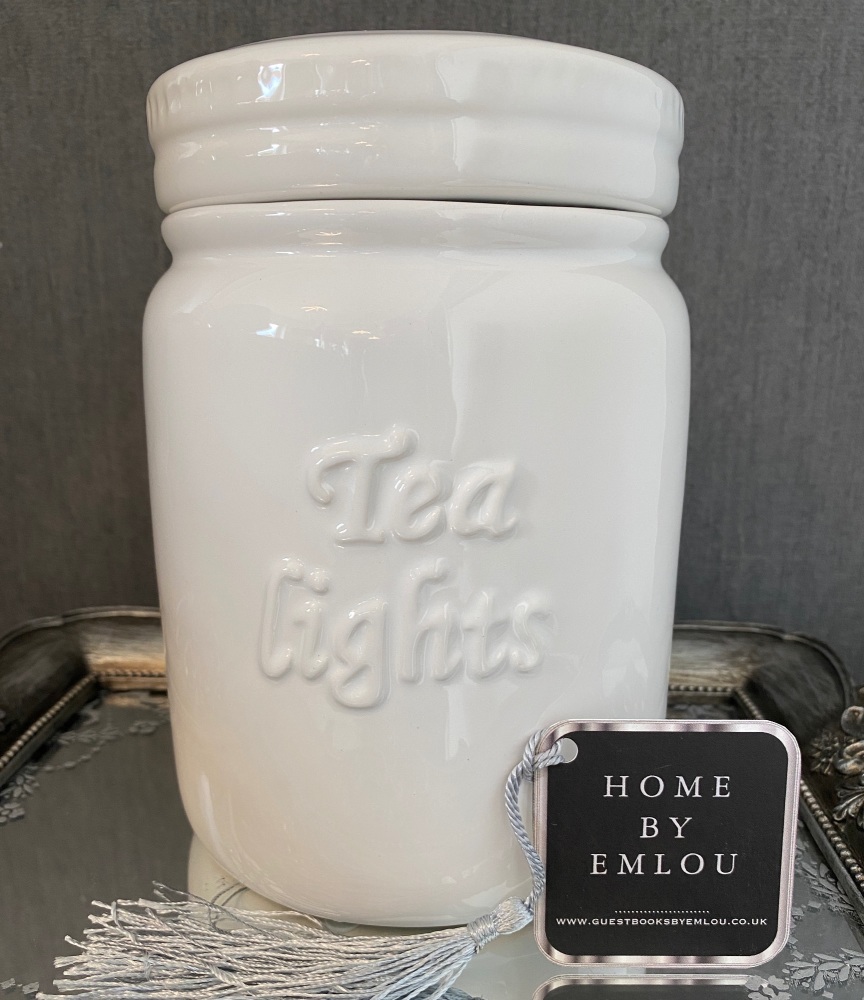 White Tea Light Storage Jar