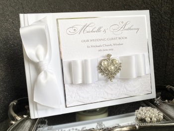 Luxury White Personalised Wedding Guest Book