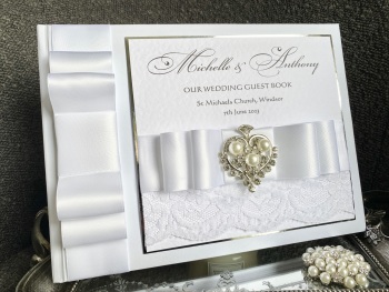 Luxury White Personalised Wedding Guest Book