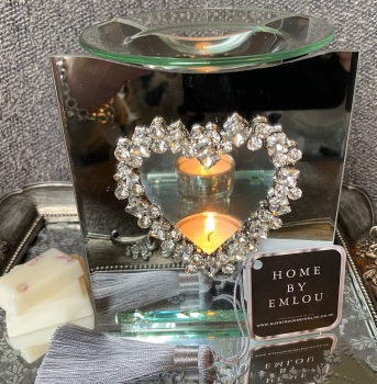 Luxury Glass Diamante Heart Wax Burner