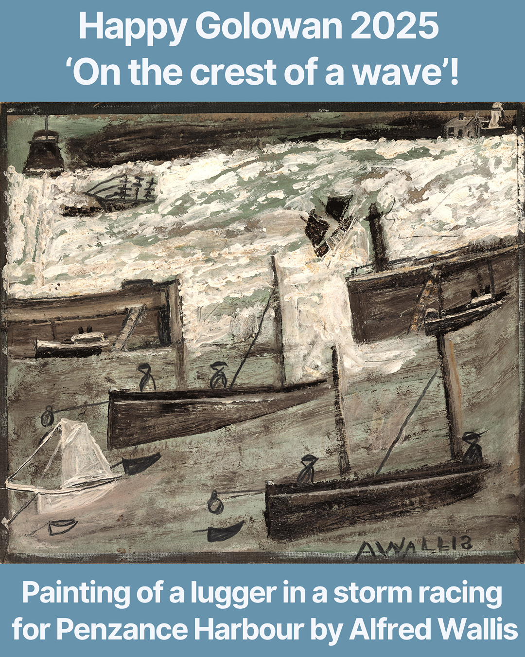 Alfred Wallis's painting of the barque John Gray aground in Mount's Bay near Penzance