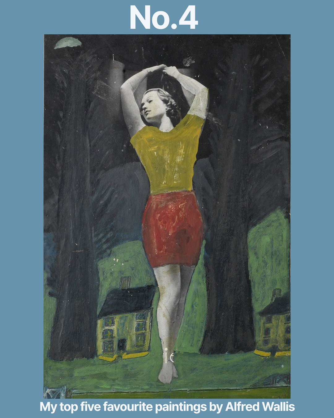 Alfred Wallis's painting of an ethereal woman, painted over a 1930s girdle advertisement 