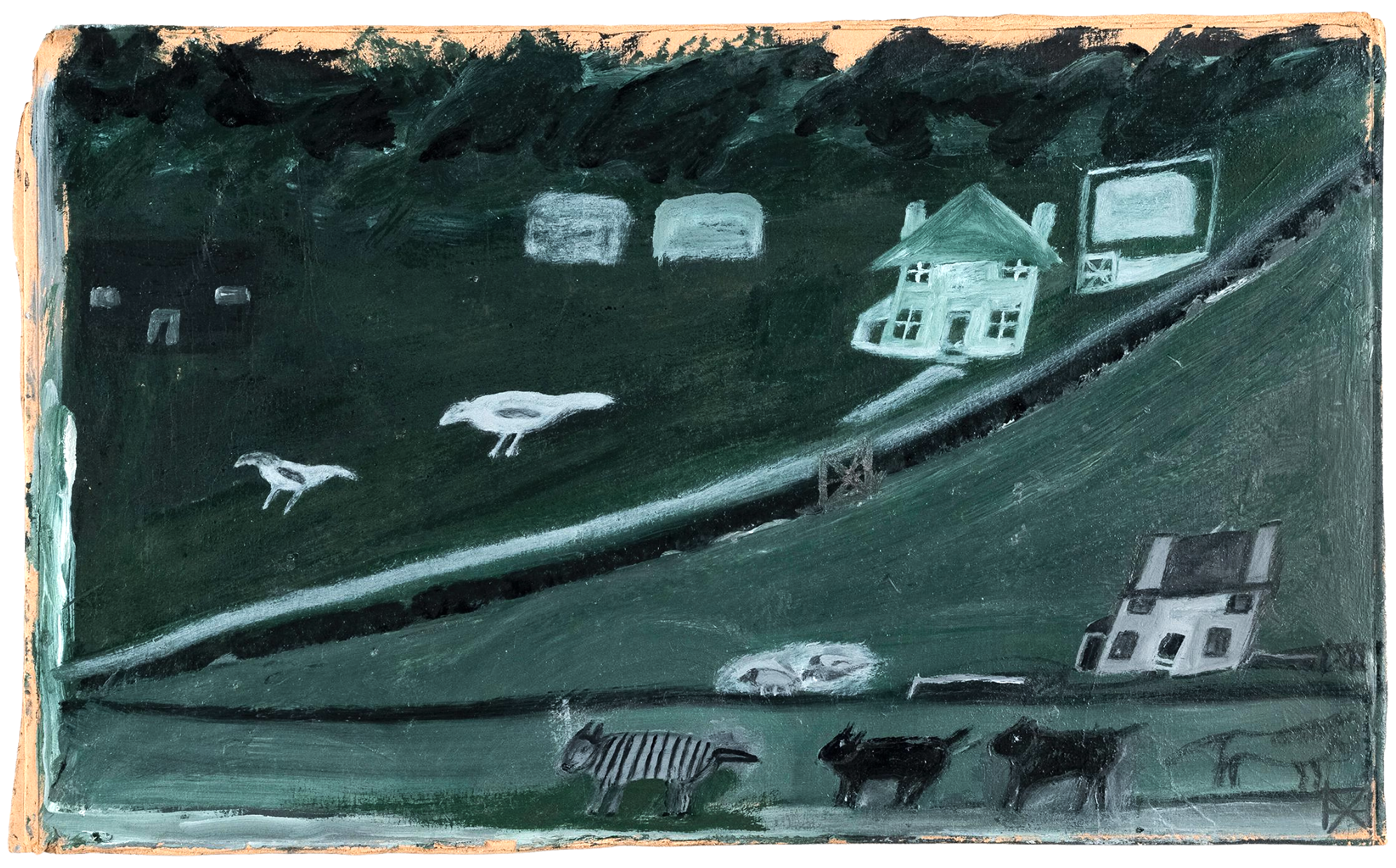Alfred Wallis's painting of a farm scene with a striped donkey
