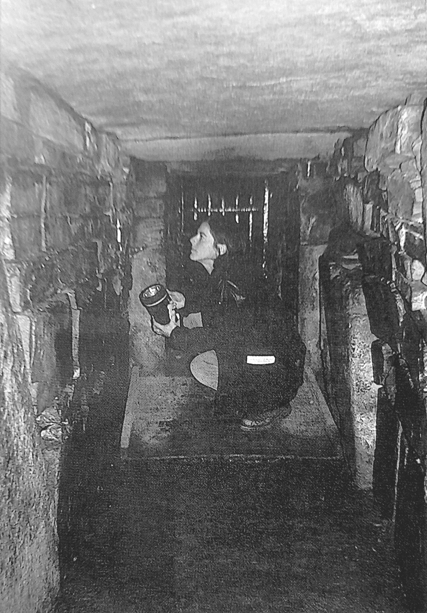 Matilda Webb inside Maeshowe Chambered Tomb