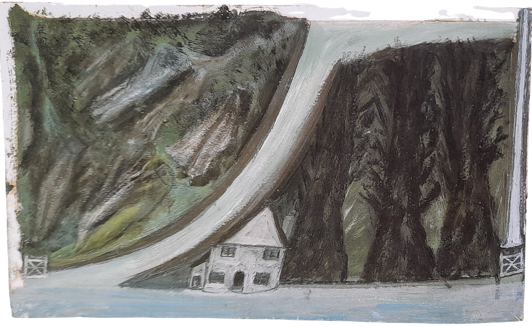 Alfred Wallis painting of a house in the woods