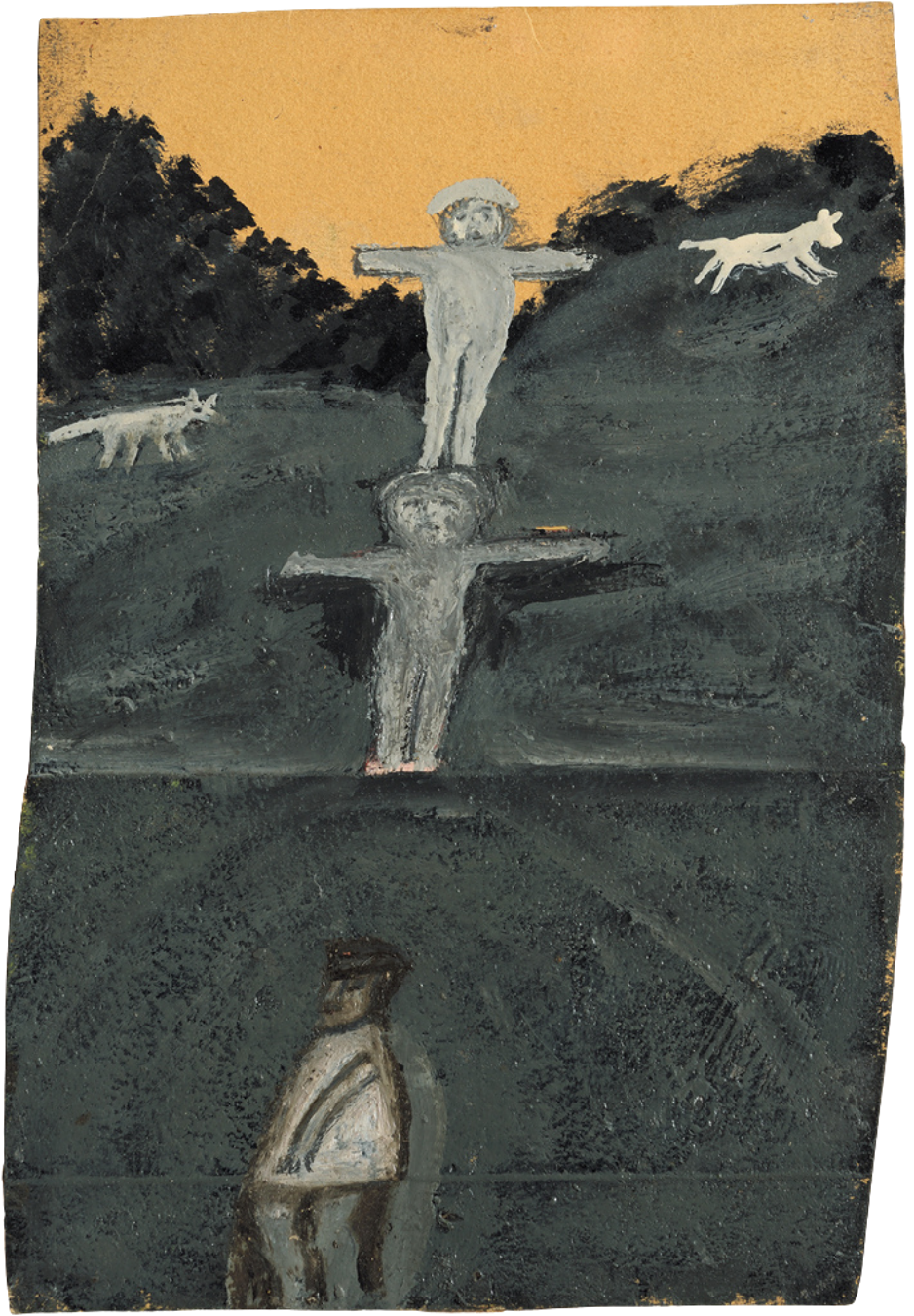 Possible painting by Alfred Wallis of his children at Penzance Cemetery