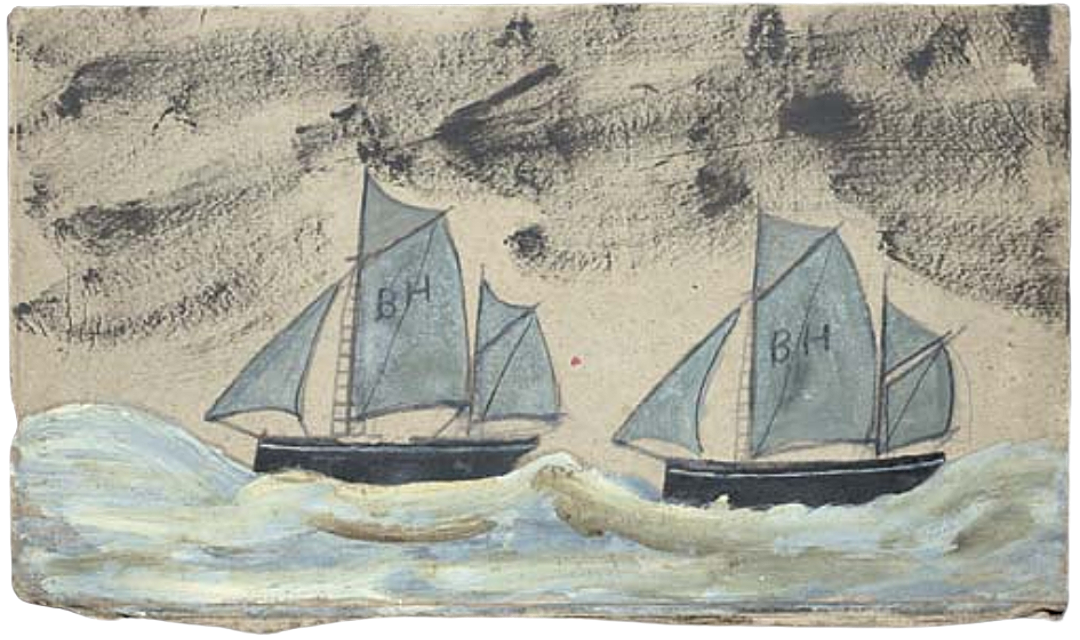 Alfred Wallis painting of North Sea fishing trawlers from Blyth