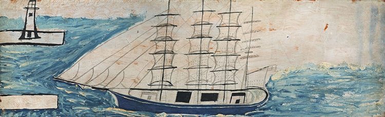 Alfred Wallis painting of a full-rigged ship