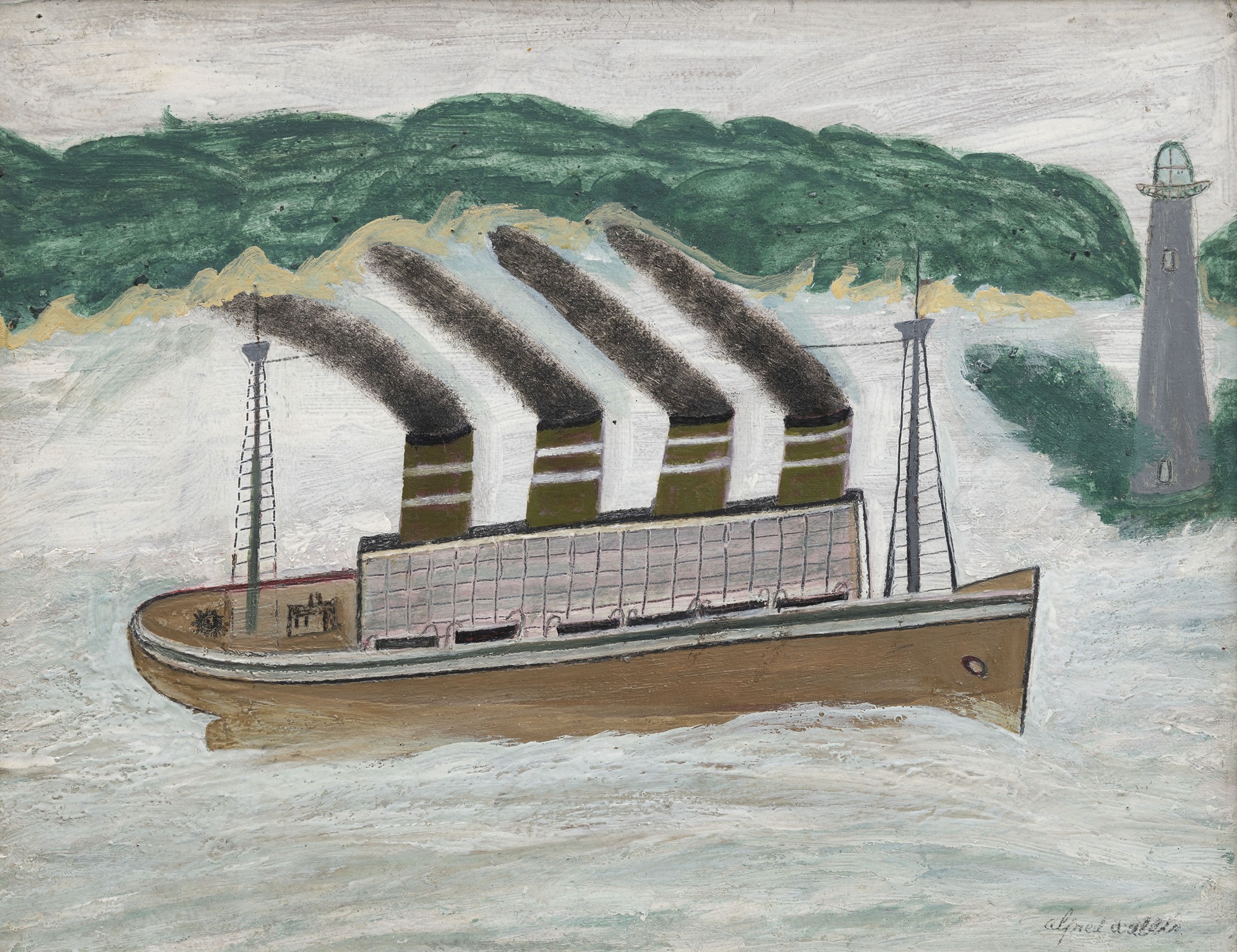 Alfred Wallis painting of an ocean liner