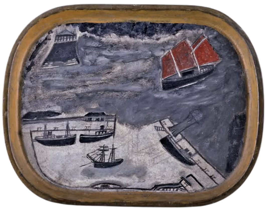 Alfred Wallis painting on an old tin tray