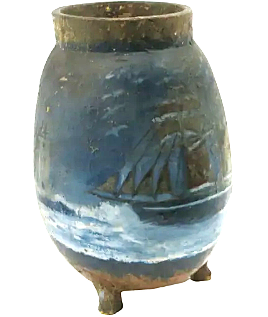 Alfred Wallis painting on a three-footed jar