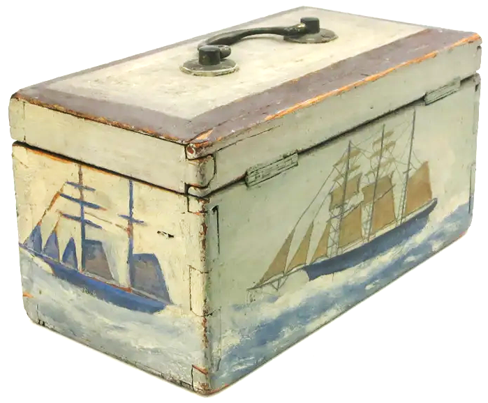 Alfred Wallis painting on a wooden box