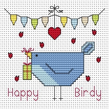Happy Birdy (Birthday) Cross Stitch Card
