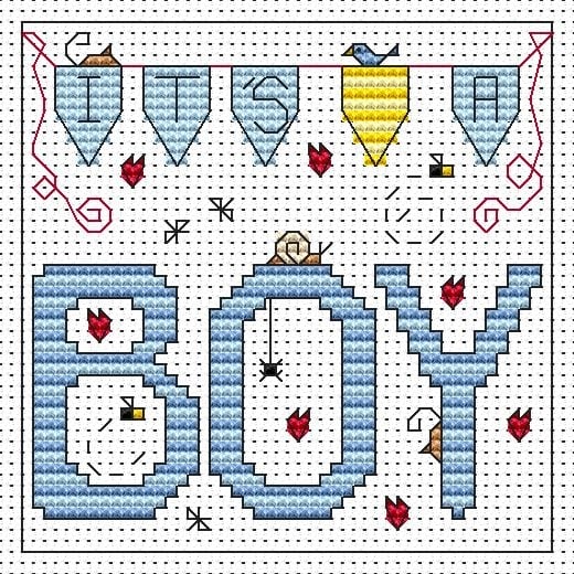 It's a Boy Cross Stitch Card