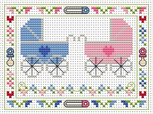 Welcome Twins Cross Stitch Card