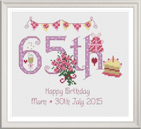 65th Birthday Sampler Kit - Nia Cross Stitch