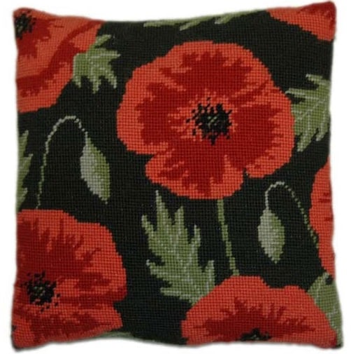 Wild Poppy Herb Pillow Tapestry