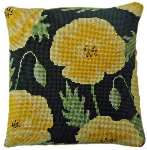 Yellow Poppy Herb Pillow Tapestry