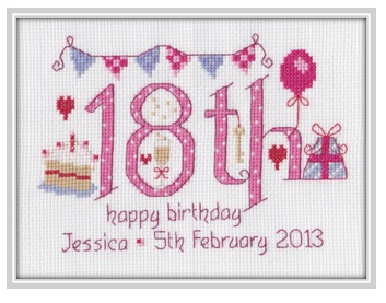 18th Birthday Sampler Kit - Nia Cross Stitch