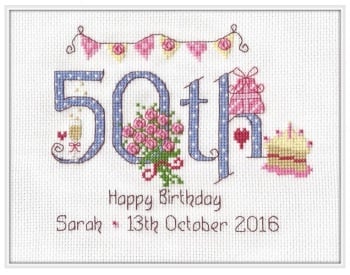 50th Birthday Sampler Kit - Nia Cross Stitch