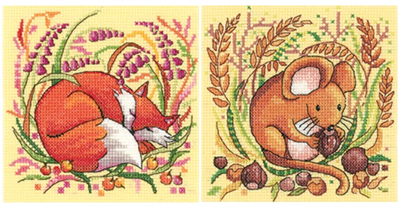 Fox and Mouse cross stitch - Heritage Crafts