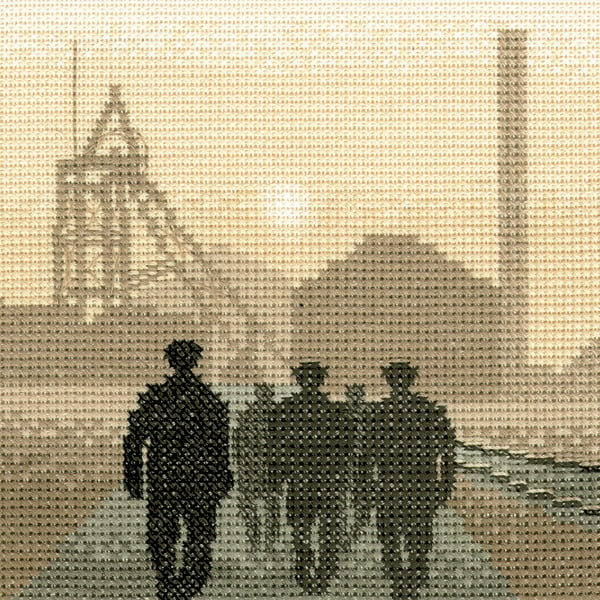 Early Shift Miners - Sepia Cross Stitch 