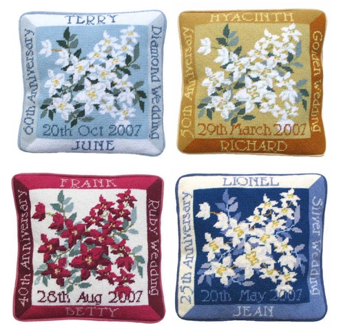 tapestry anniversary cushion kits - one off needlework