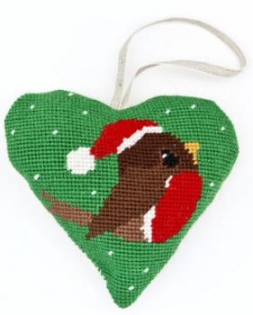 Christmas Robin Heart Tapestry 